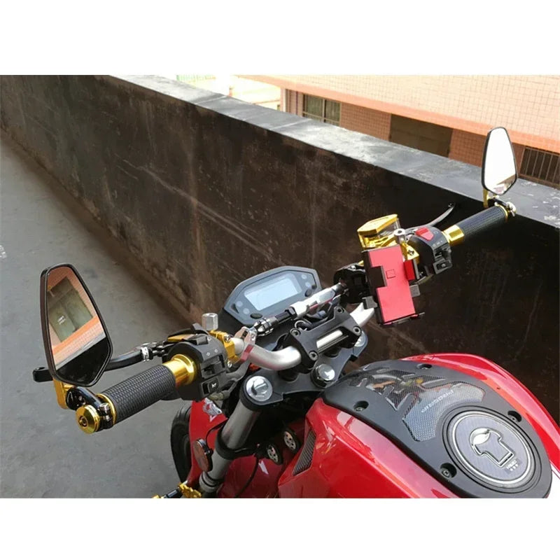 Motorcycle Bar End Mirrors - Universal 7/8" 22mm Handlebars